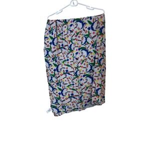 Nordstrom By Cristina Martinez Scarf Womens One Size Multicolor Cotton Art Faces